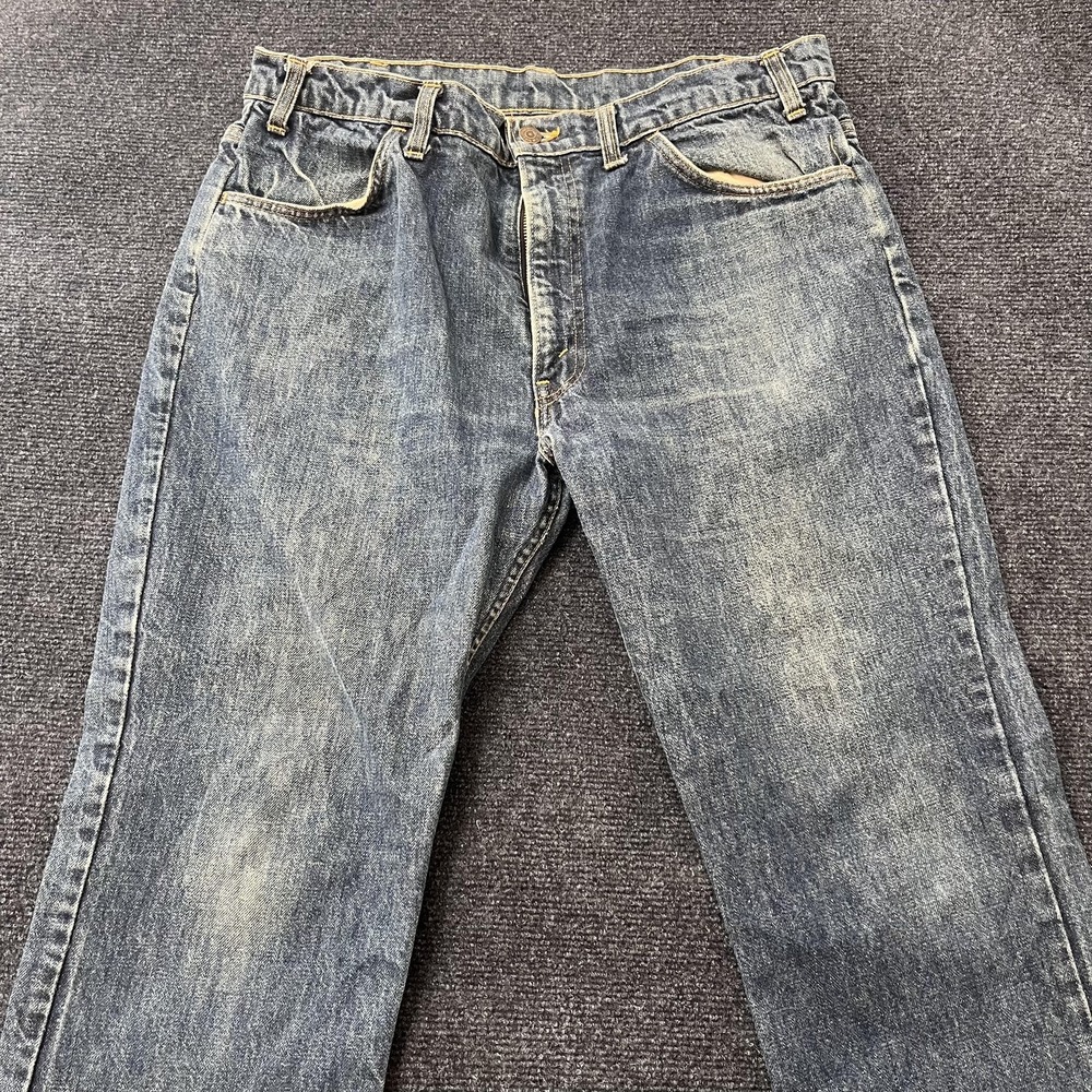 Vintage Levis Jeans Mens 34x23 Medium Wash Denim Orange Tab Straight Distressed